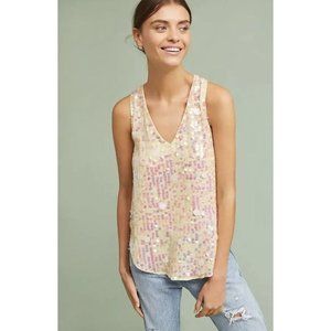 EUC ANTHROPOLOGIE MOULINETTE SOEURS SEQUIN V-NECK SWING BLOUSE sz 10
